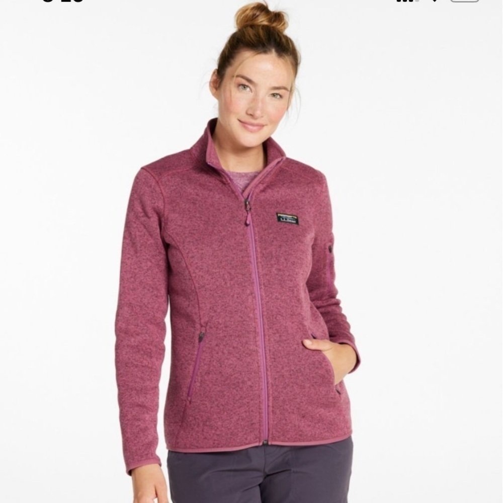 L.L.Bean Women’s Full zip Fleece Logo Sweater Sweatshirt with Hood Medium Petite